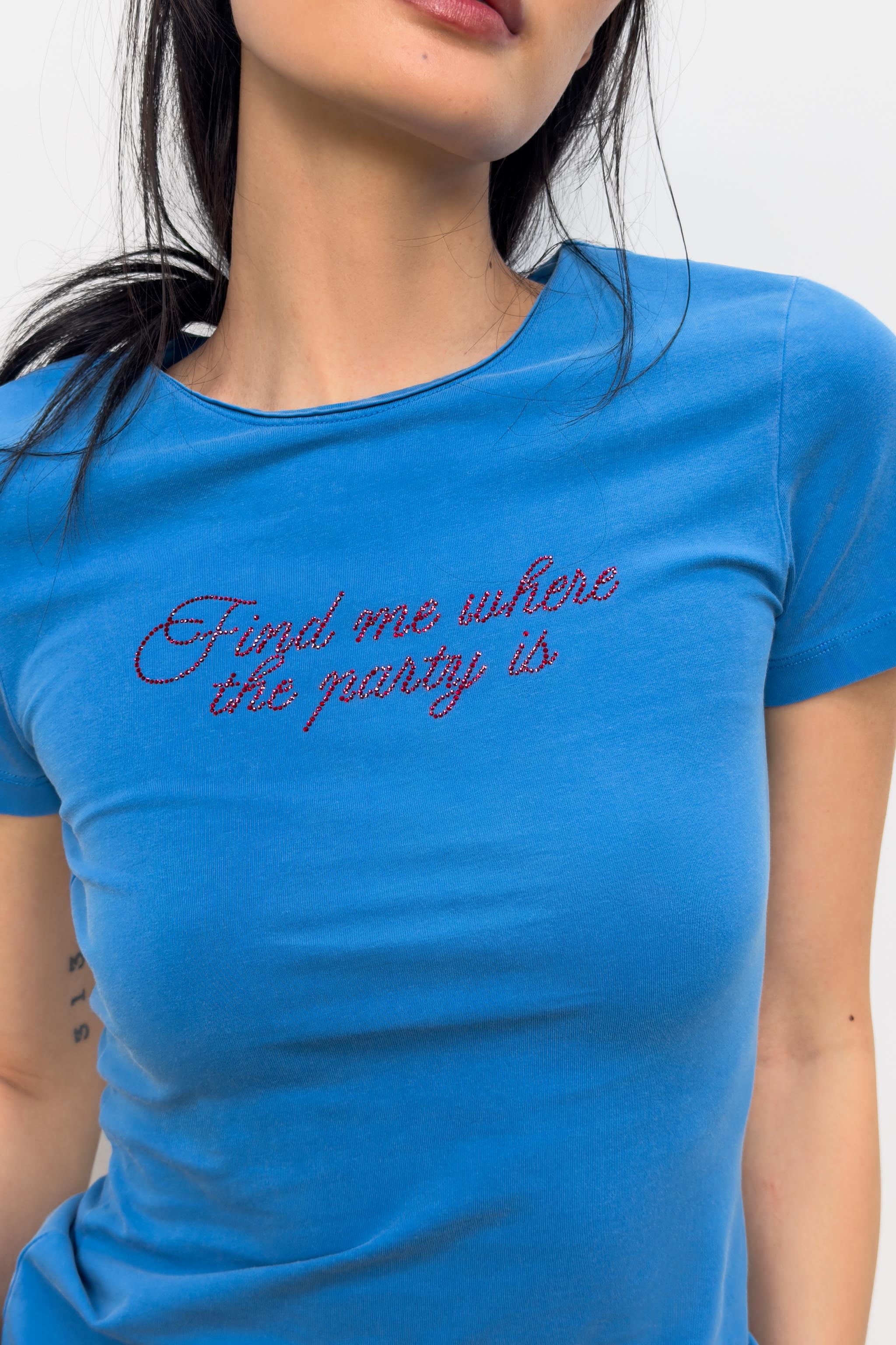 WASHED EFFECT SPARKLY TEXT T-SHIRT